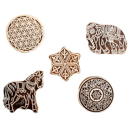 Set of 5 Piece New Mix Wooden Printing Block